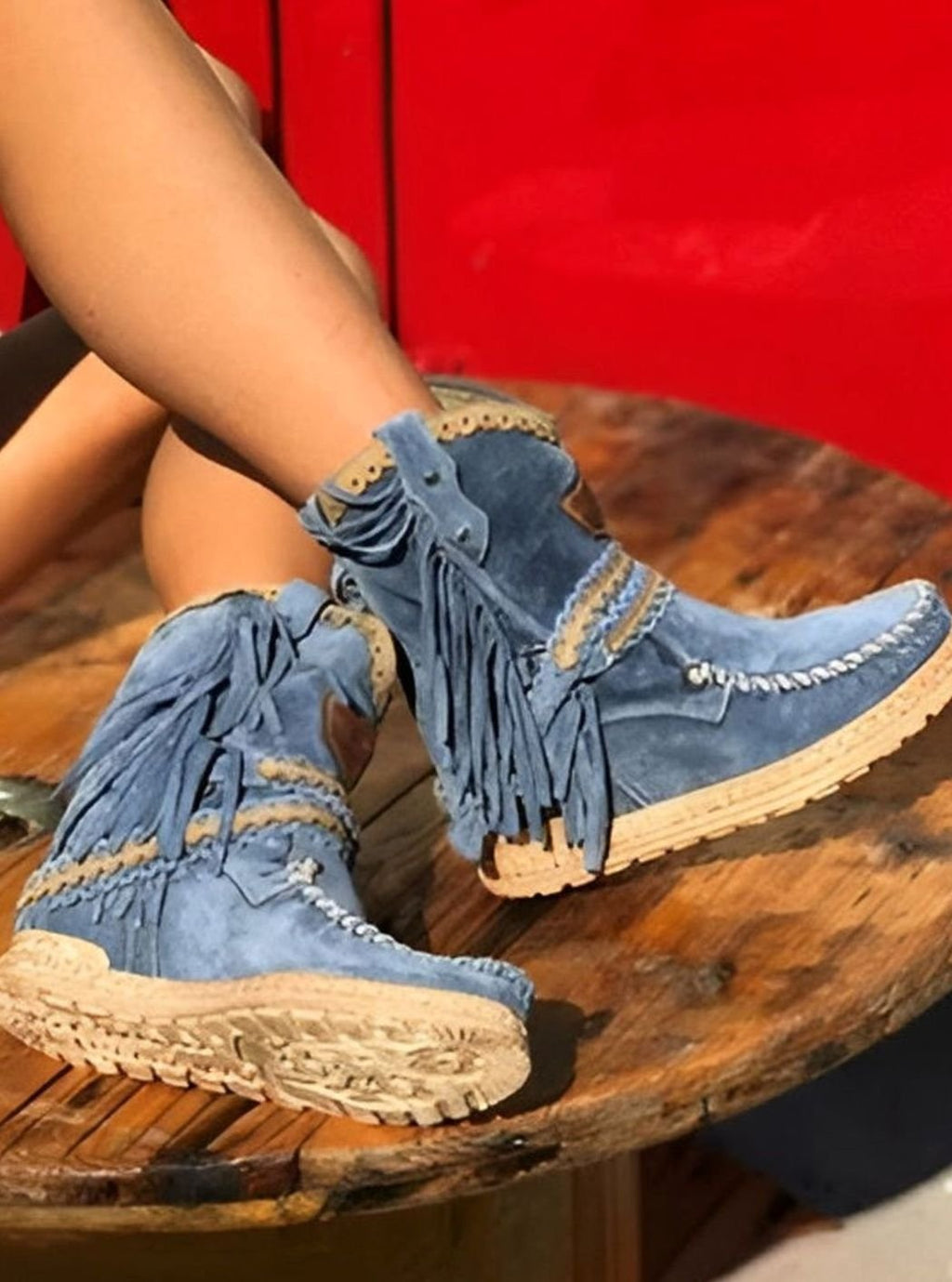 Women's Boho Fringe Woven-Detail Ankle Boots