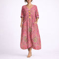 Women's Boho Paisley Maxi Fall Wedding Guest Dress Kaftan - Red