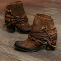 Women's Boho Western Wraparound Strap Block-Heel Ankle Boots - Brown
