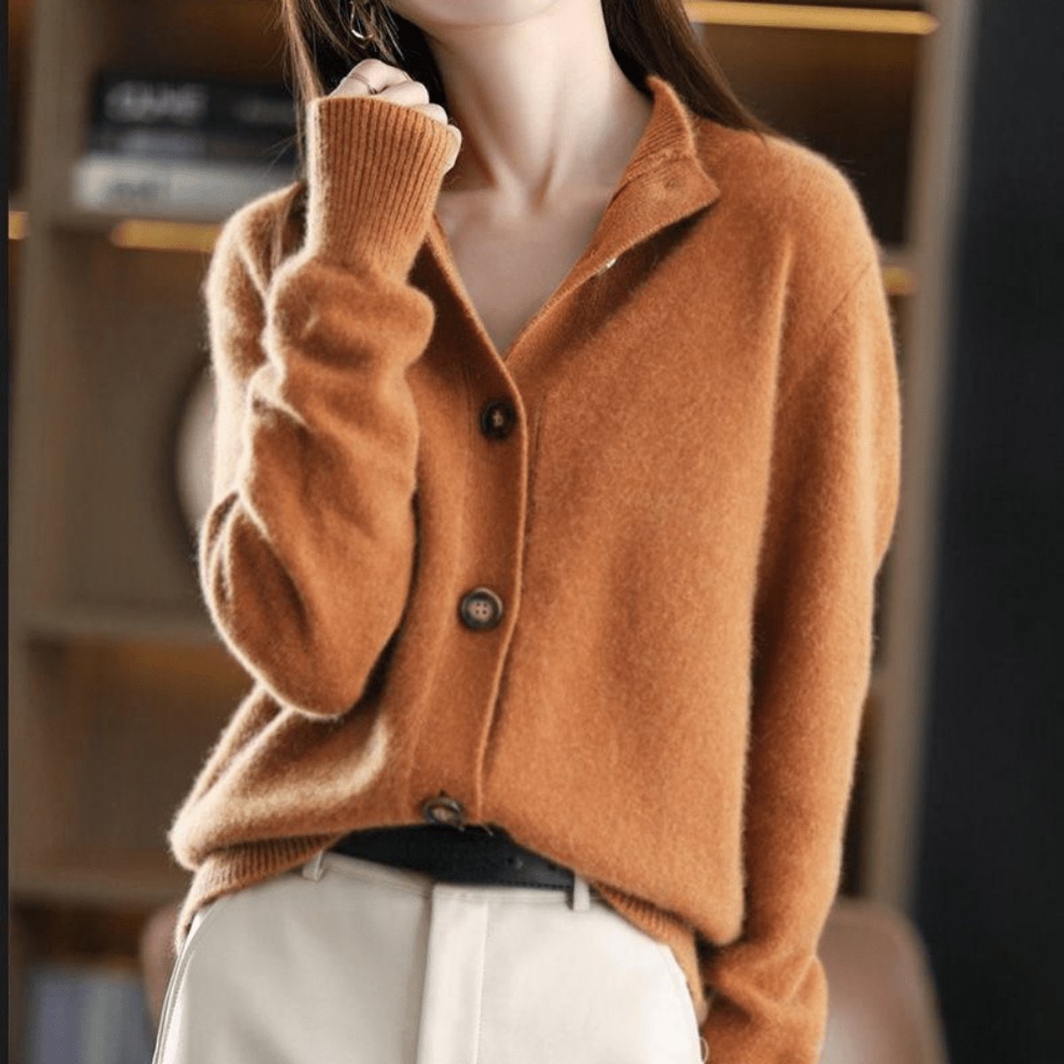 Women's Button-Front Cashmere Knit Cardigan