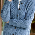 Women's Cable-Knit Button-Front Relaxed Cardigan Sweater - Sea Blue