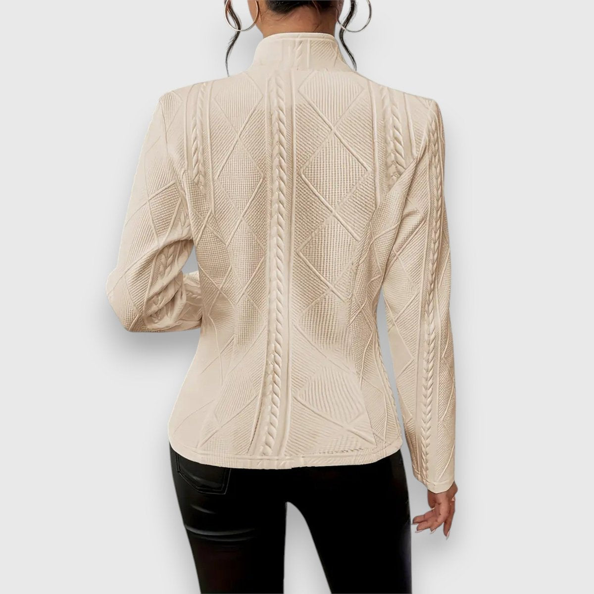 Women's Cable-Knit Mock-Neck Long-Sleeve Fitted Sweater Top