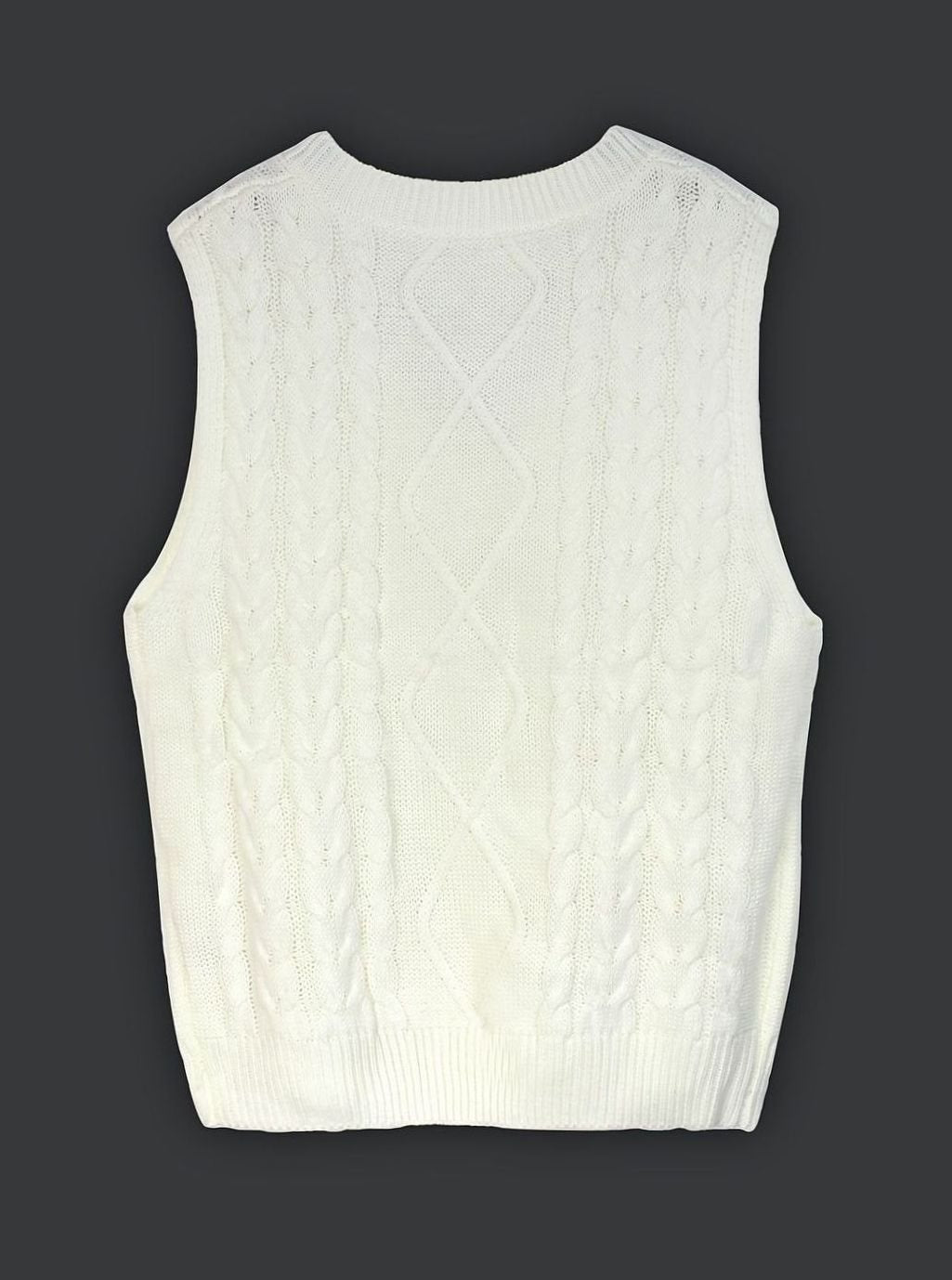Women's Cable-Knit V-Neck Sweater Vest Relaxed Pullover