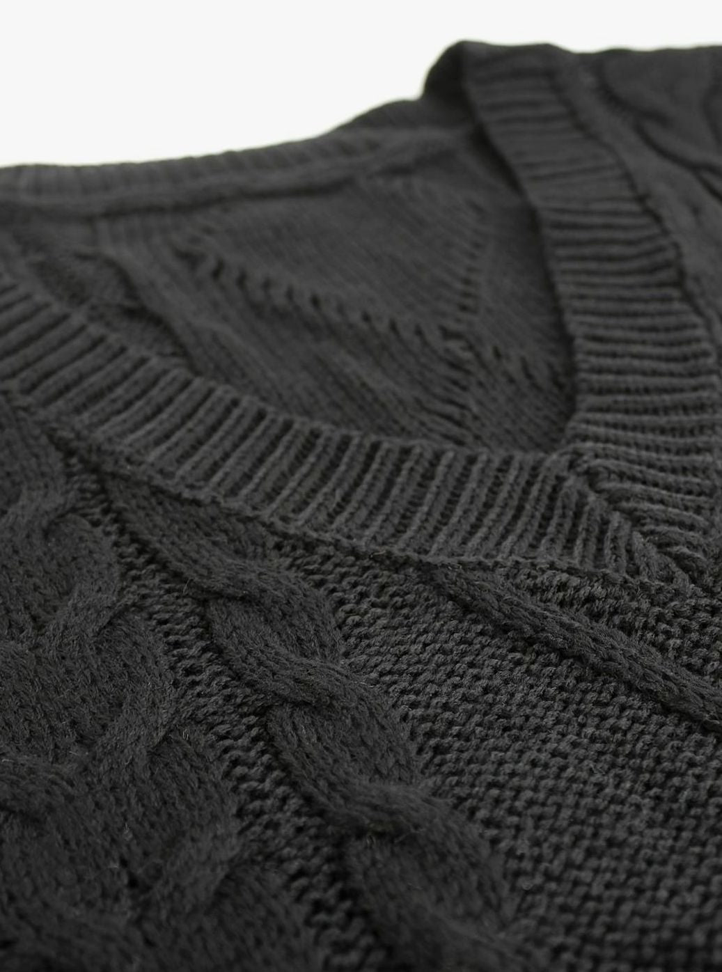 Women's Cable-Knit V-Neck Sweater Vest Relaxed Pullover