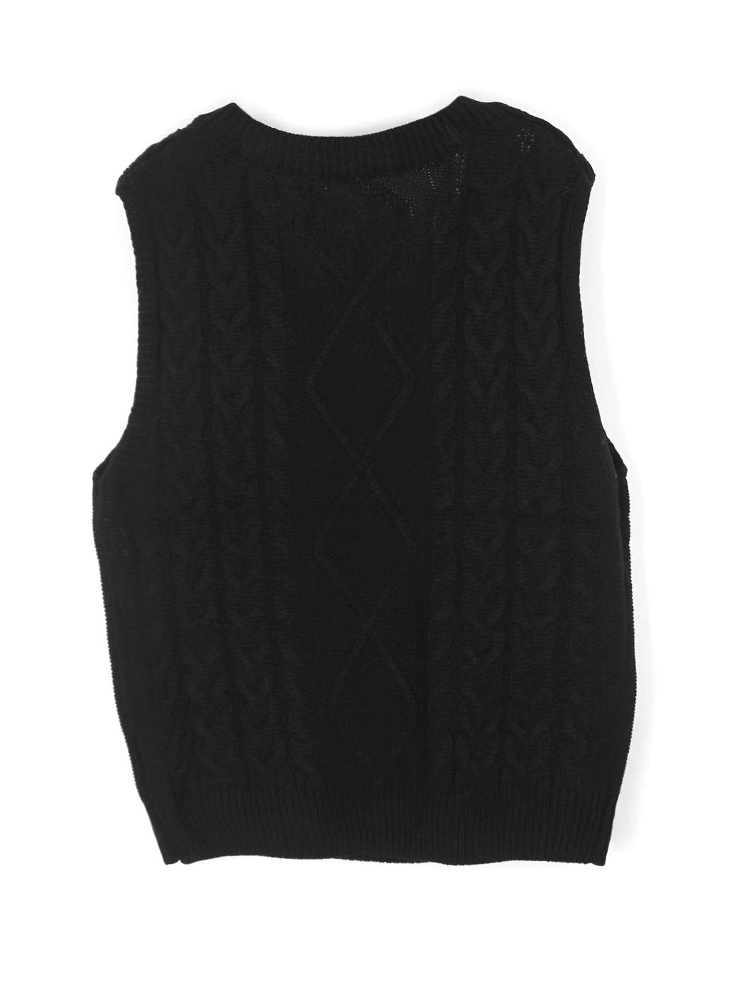 Women's Cable-Knit V-Neck Sweater Vest Relaxed Pullover