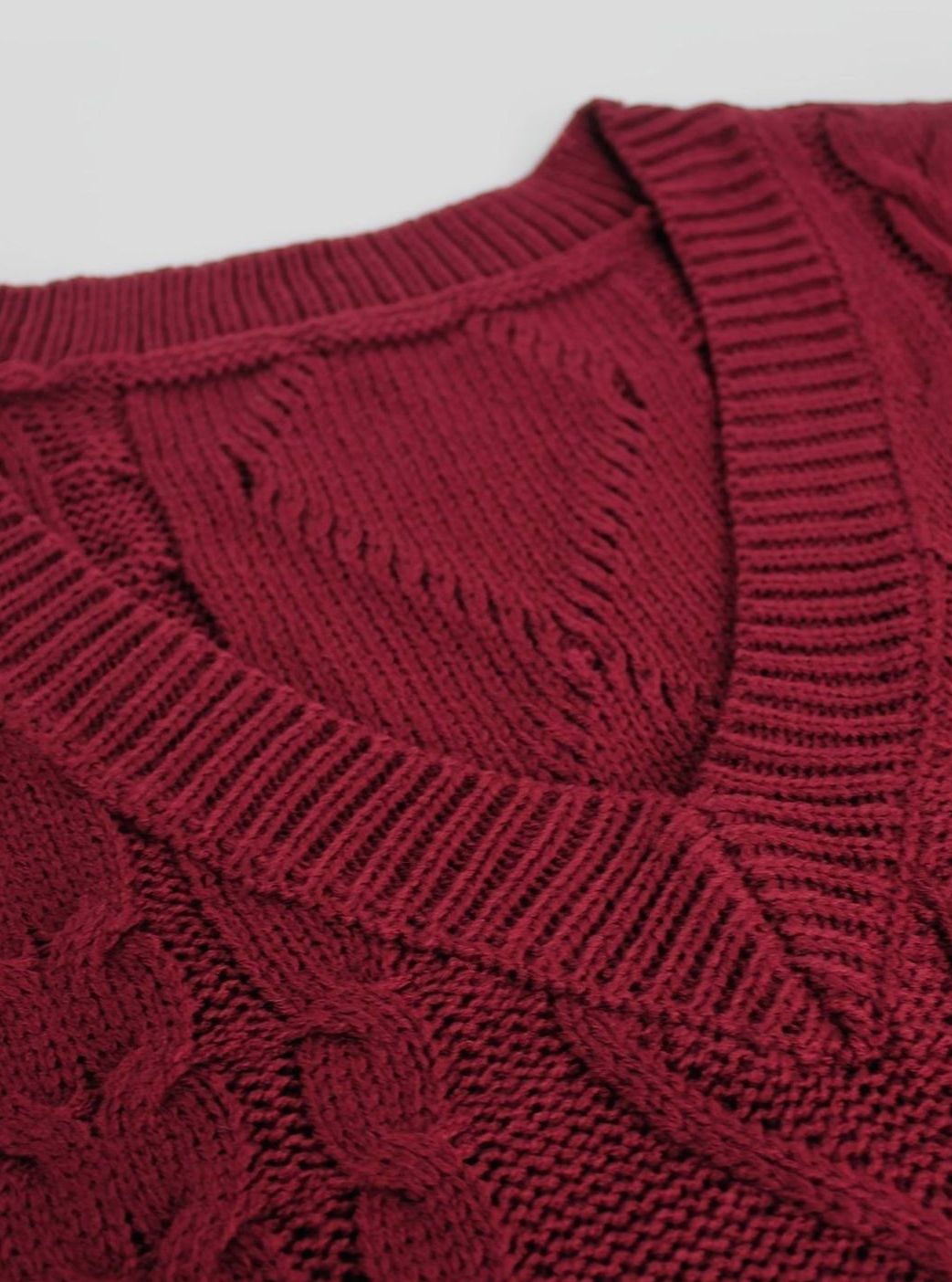 Women's Cable-Knit V-Neck Sweater Vest Relaxed Pullover