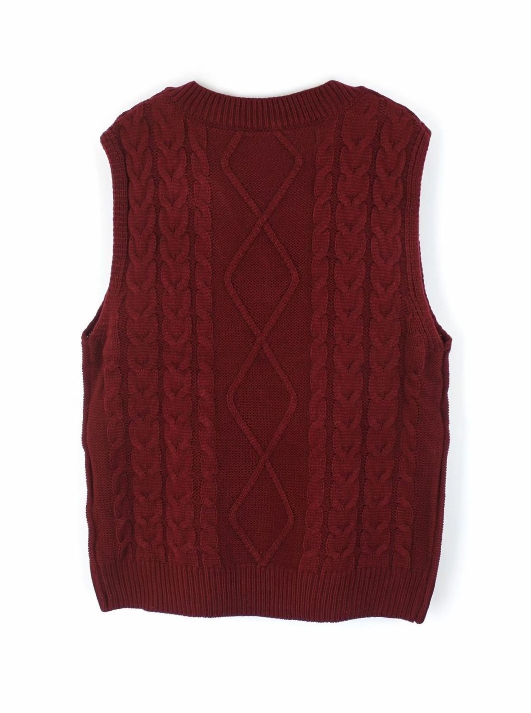 Women's Cable-Knit V-Neck Sweater Vest Relaxed Pullover