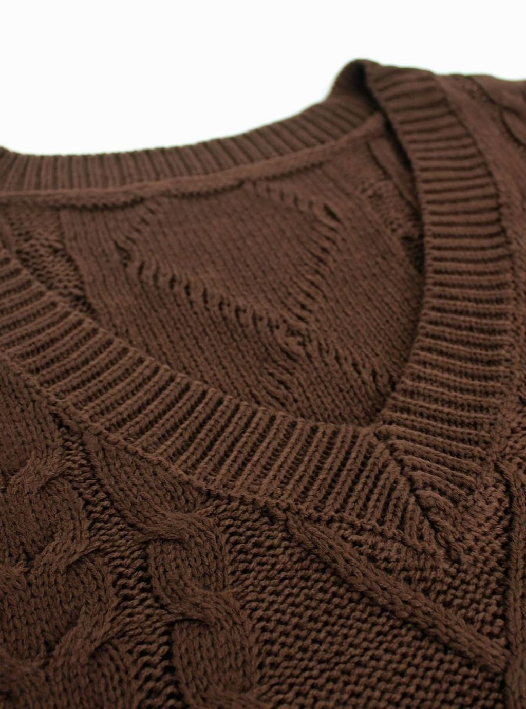 Women's Cable-Knit V-Neck Sweater Vest Relaxed Pullover