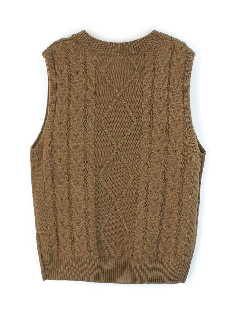 Women's Cable-Knit V-Neck Sweater Vest Relaxed Pullover