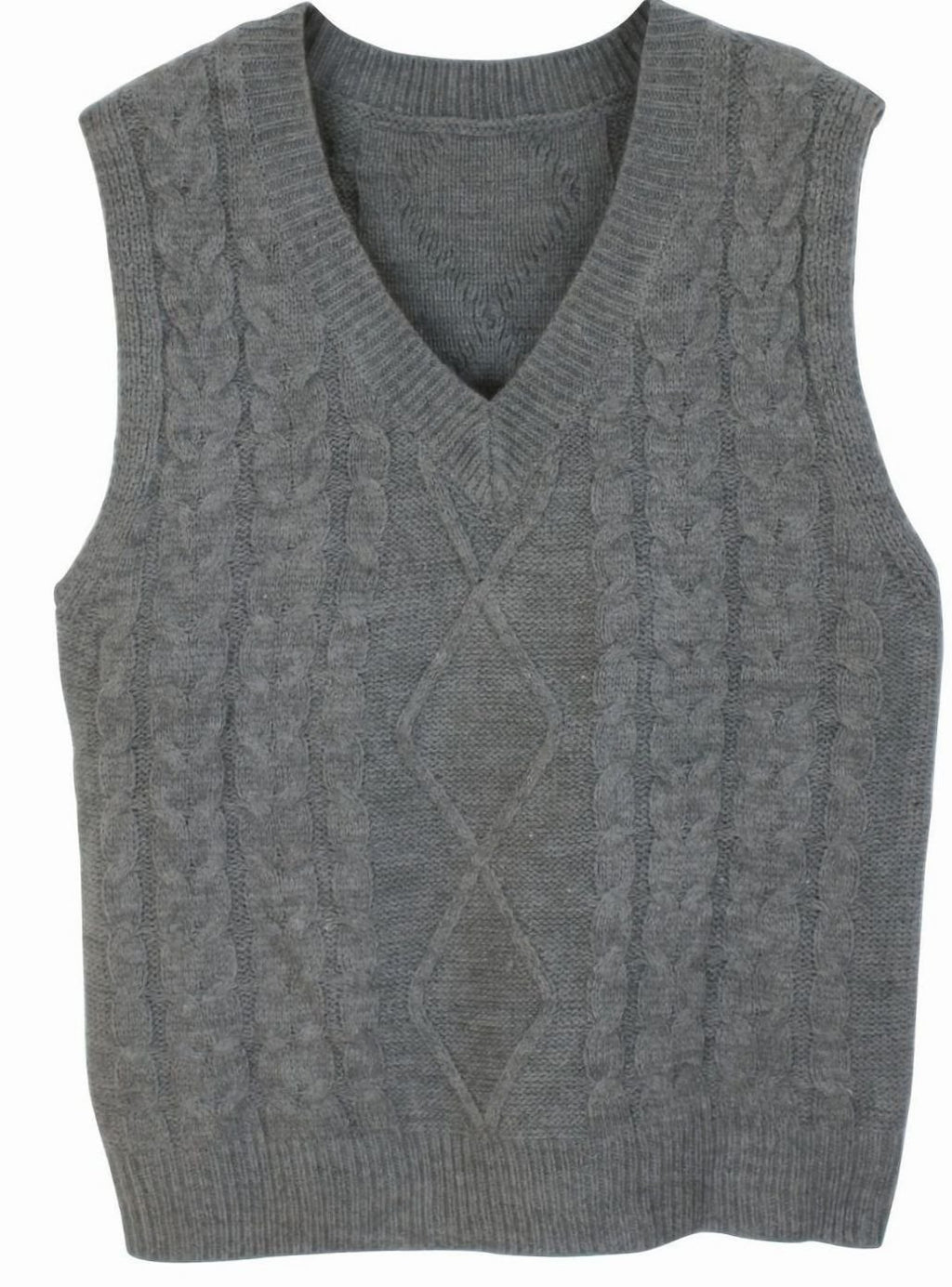 Women's Cable-Knit V-Neck Sweater Vest Relaxed Pullover