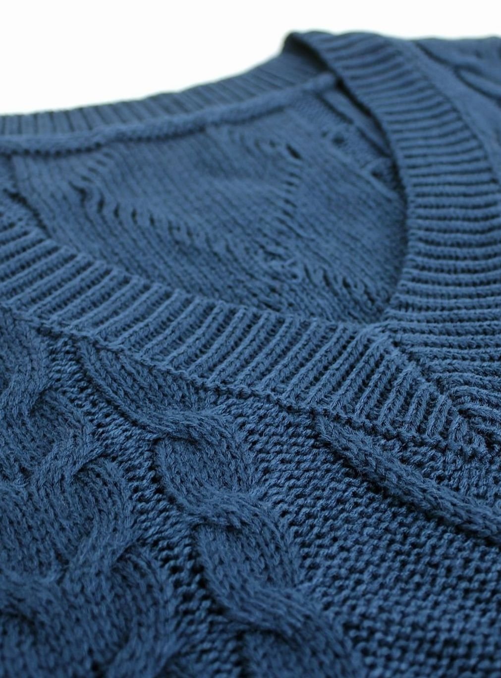 Women's Cable-Knit V-Neck Sweater Vest Relaxed Pullover