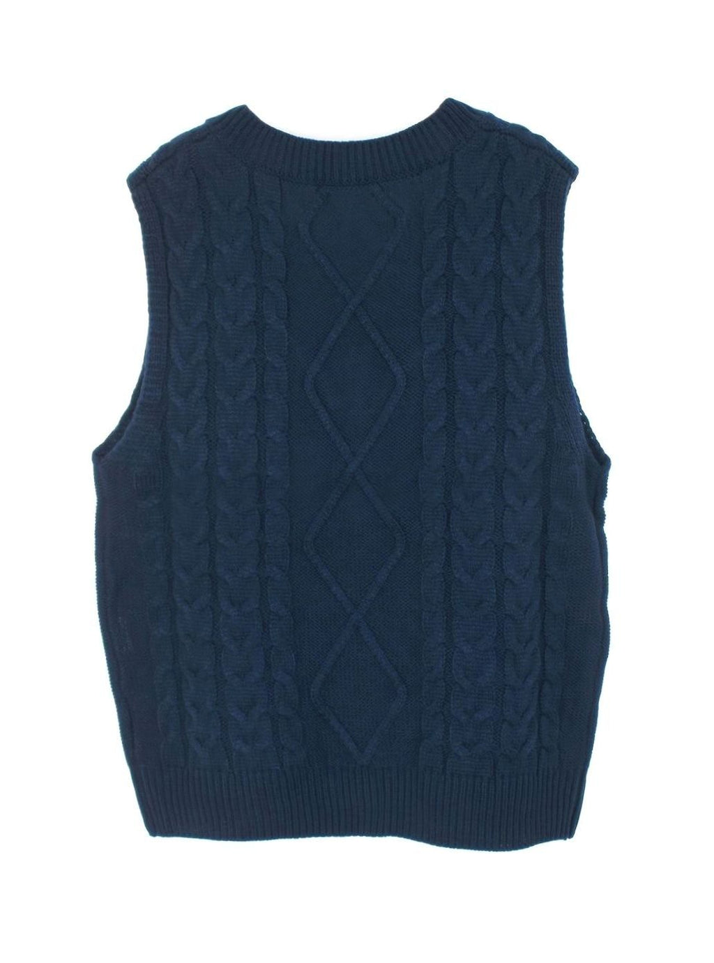 Women's Cable-Knit V-Neck Sweater Vest Relaxed Pullover