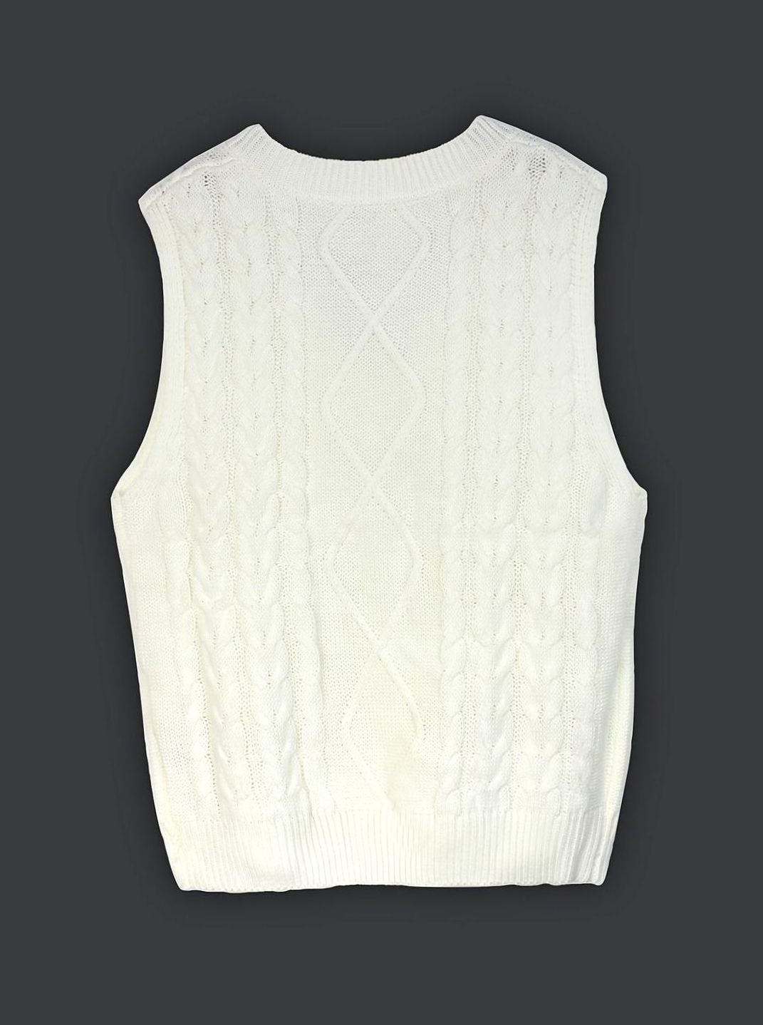 Women's Cable-Knit V-Neck Sweater Vest Relaxed Pullover