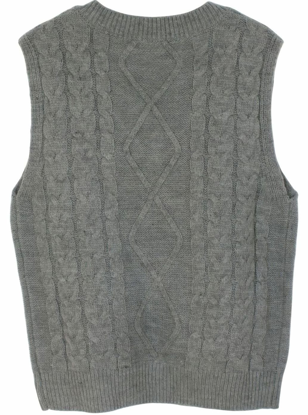 Women's Cable-Knit V-Neck Sweater Vest Relaxed Pullover