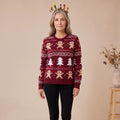 Women's Christmas Sweater Gingerbread Fair Isle Crew-Neck Pullover - Wine Red