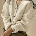 Women's Chunky Cable-Knit Button-Front Cardigan Sweater - Apricot