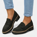 Women's Chunky Sole Slip-On Penny Loafers - Black
