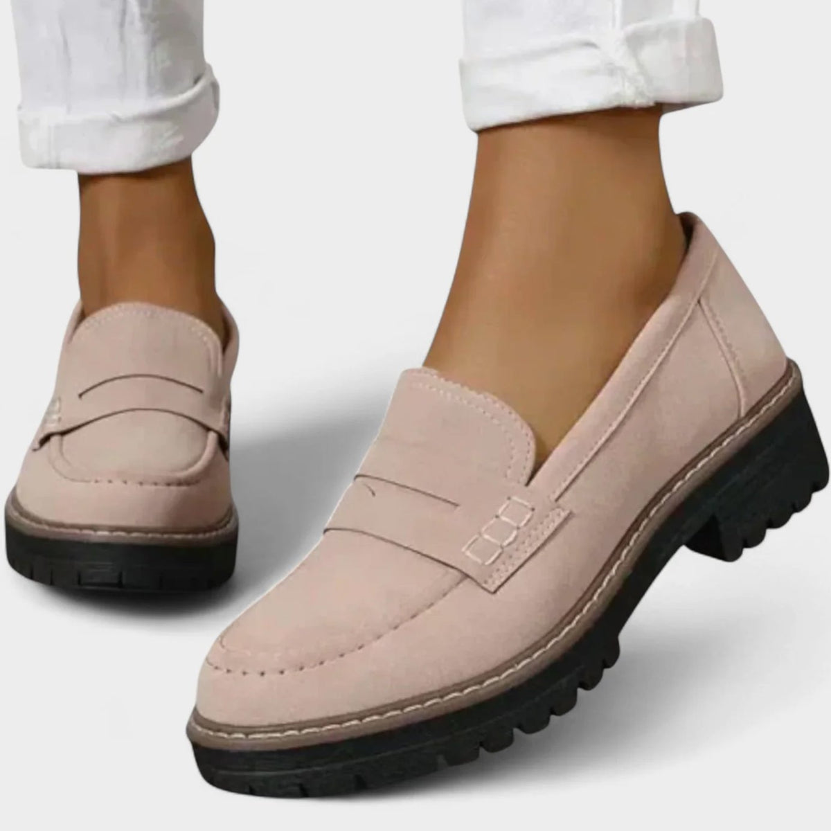 Women's Chunky Sole Slip-On Penny Loafers - Khaki