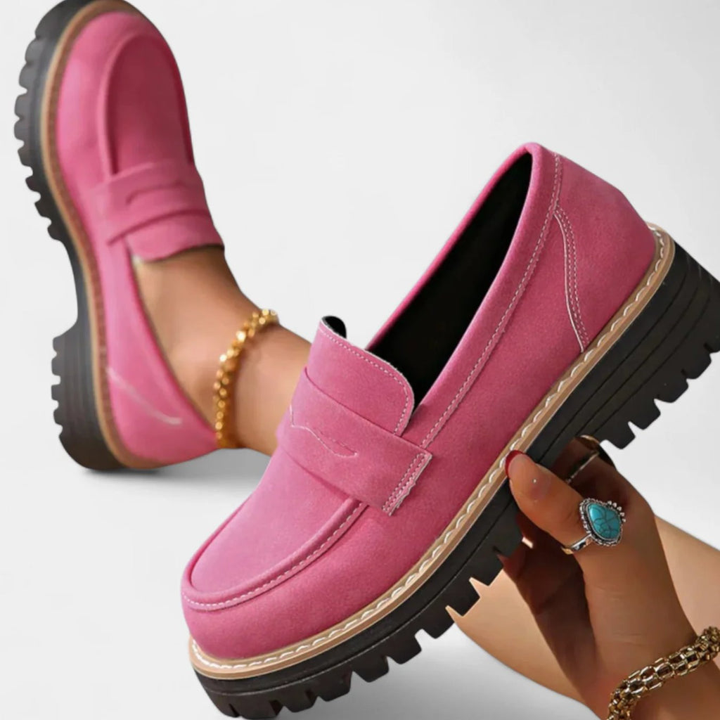 Women's Chunky Sole Slip-On Penny Loafers - Pink