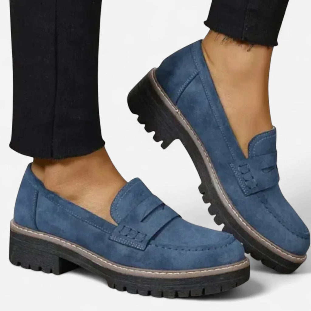 Women's Chunky Sole Slip-On Penny Loafers - Blue
