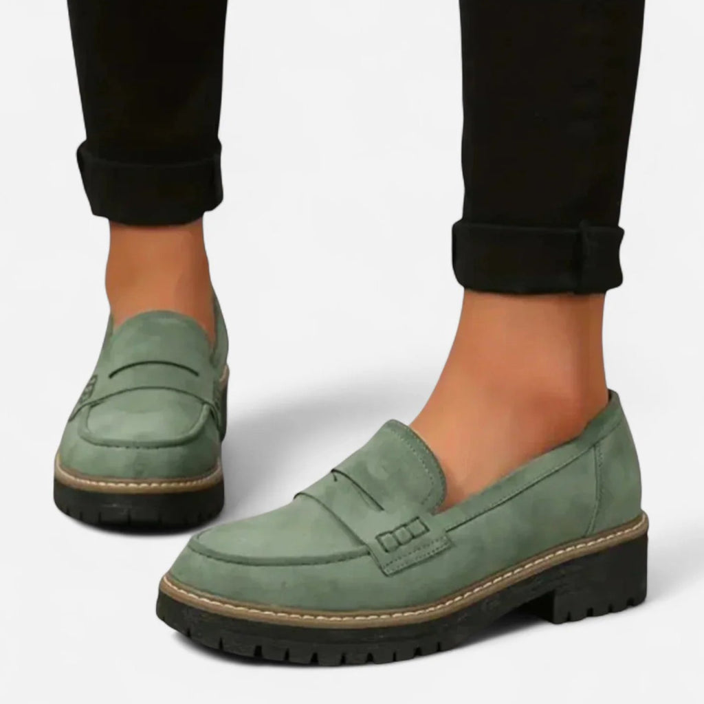 Women's Chunky Sole Slip-On Penny Loafers - Green