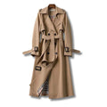 Women's Classic Double-Breasted Belted Trench Coat - Brown