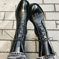 Women's Classic Lace-Up Leather Ankle Boots - Black