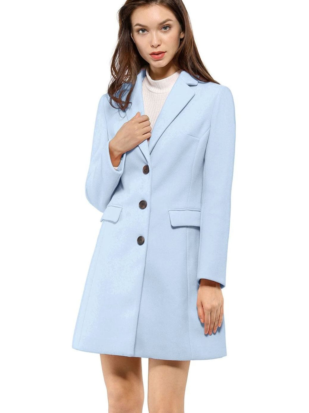 Women's Classic Wool-Blend Tailored Lapel Coat