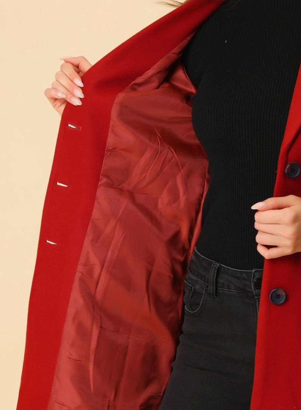 Women's Classic Wool-Blend Tailored Lapel Coat