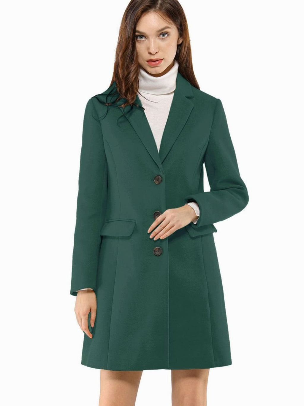 Women's Classic Wool-Blend Tailored Lapel Coat