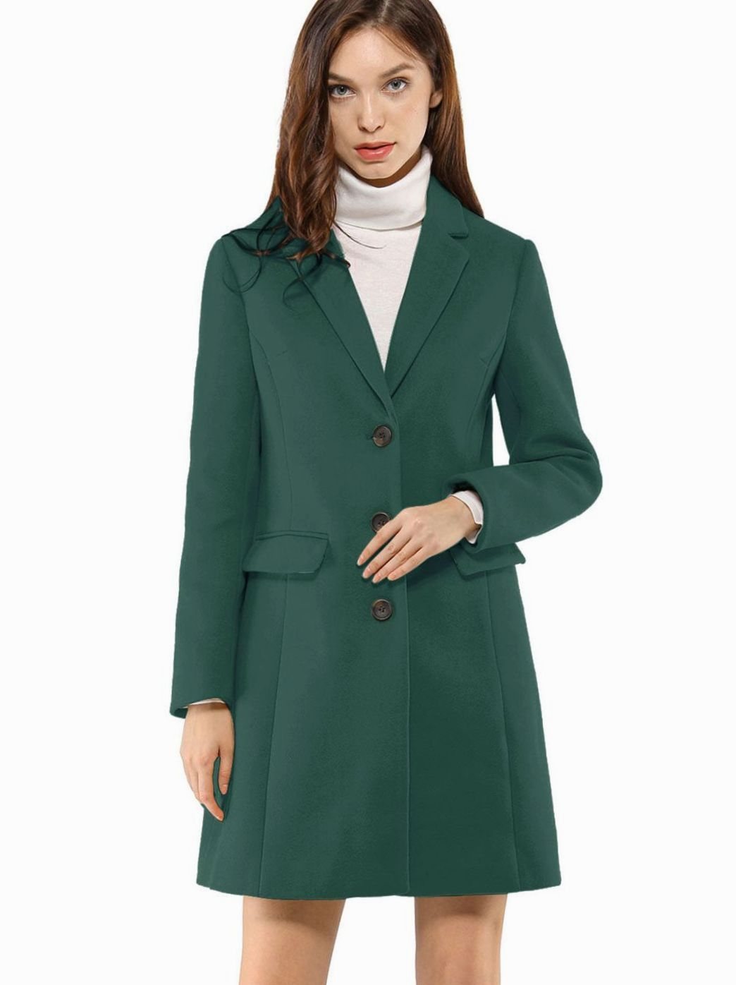 Women's Classic Wool-Blend Tailored Lapel Coat