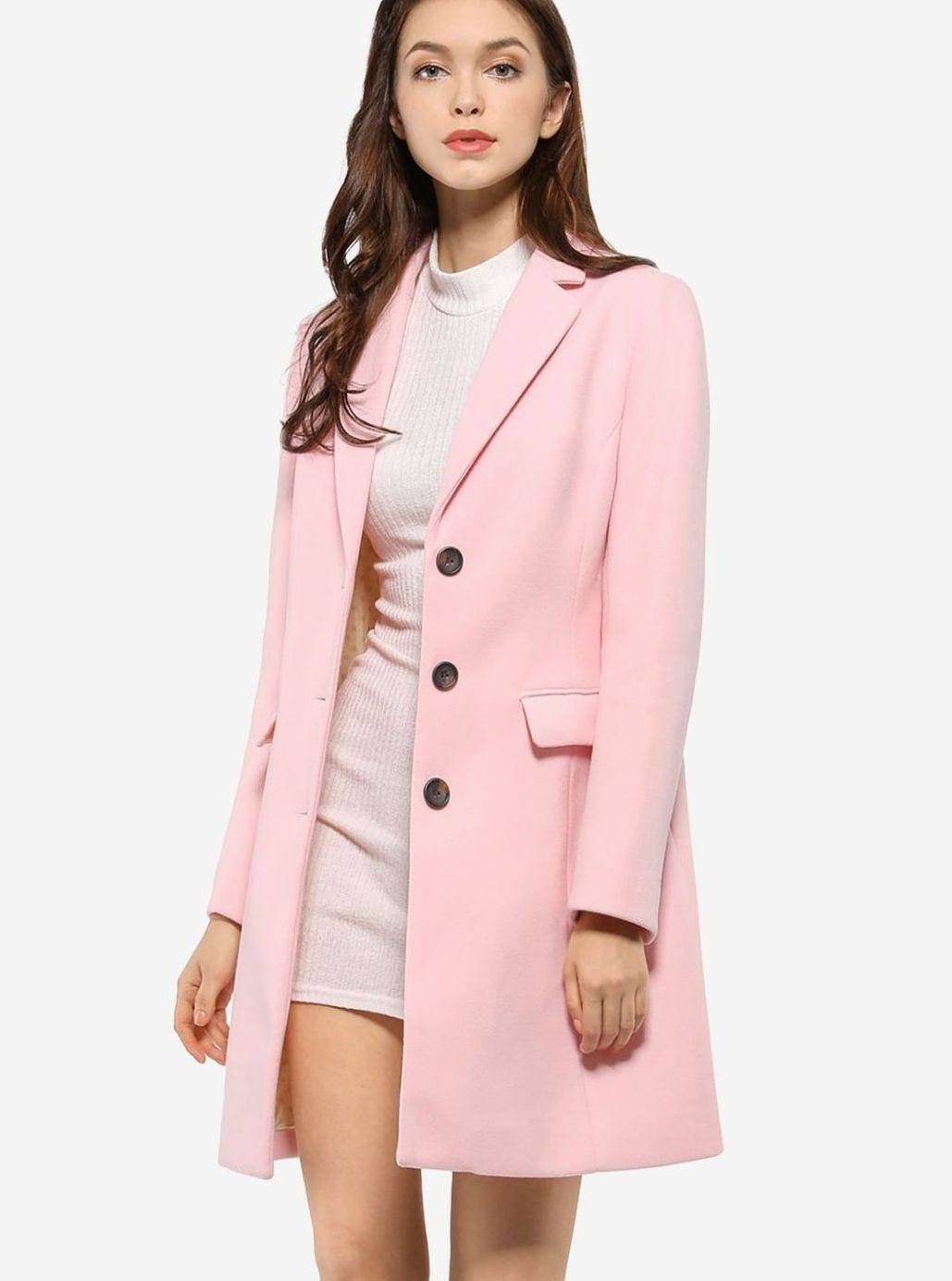 Women's Classic Wool-Blend Tailored Lapel Coat