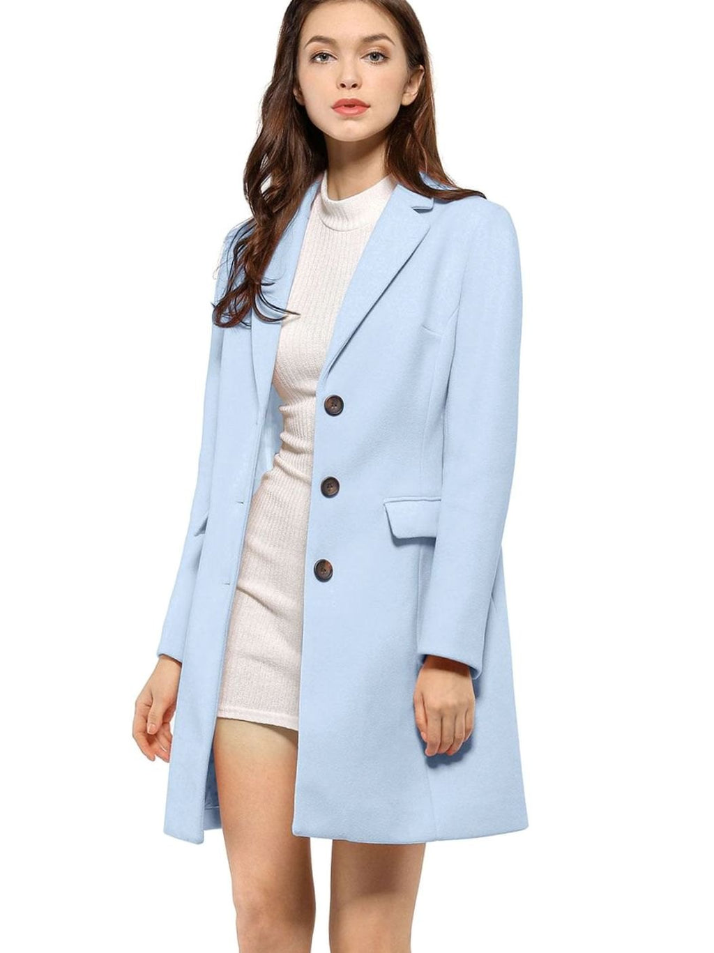 Women's Classic Wool-Blend Tailored Lapel Coat