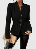 Women's Coat Cable-Knit Textured Button-Front Blazer Jacket - Black