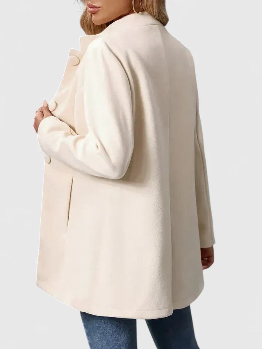 Women's Coat Elegant Stand-Collar Button-Front Blazer Jacket