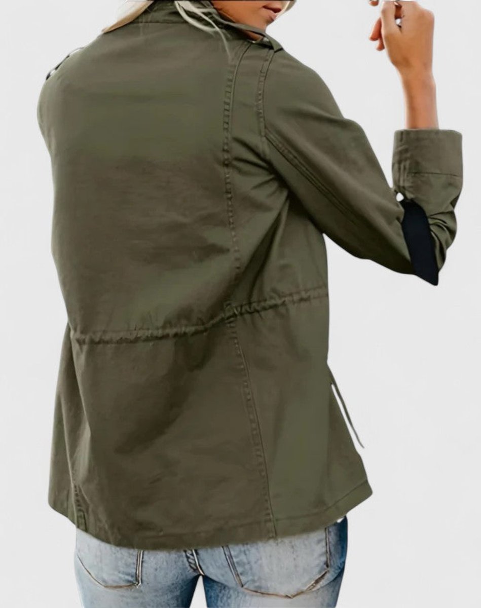 Women's Coat Lightweight Military Utility Jacket Drawstring Waist