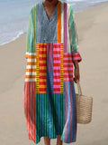Women's Colorblock Striped Geometric Oversized Maxi Dress - Multicolor