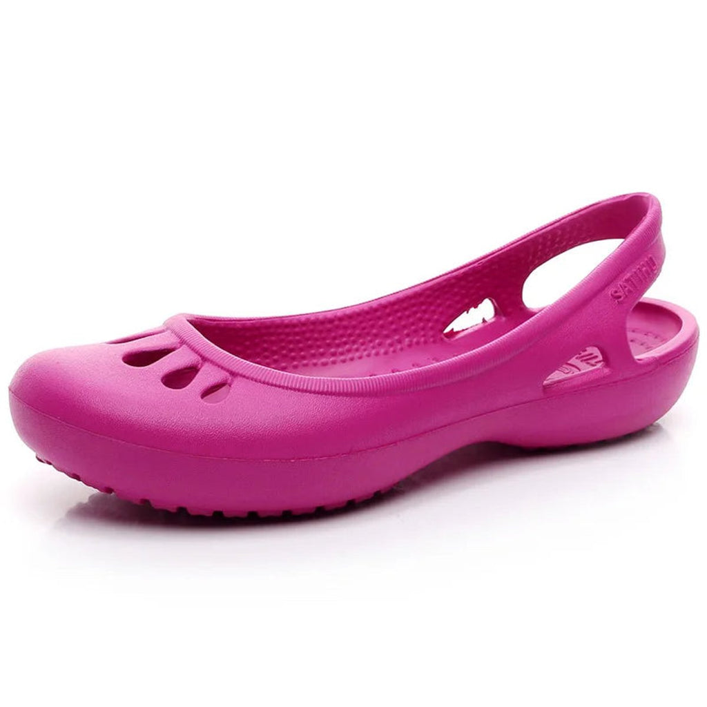 Women's Comfortable Sandals Lightweight Waterproof Jelly Flat Slingback - Rose Red