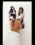 Women's Cow-Print Calf-Hair Pointed-Toe Slip-On Loafers - Black/White