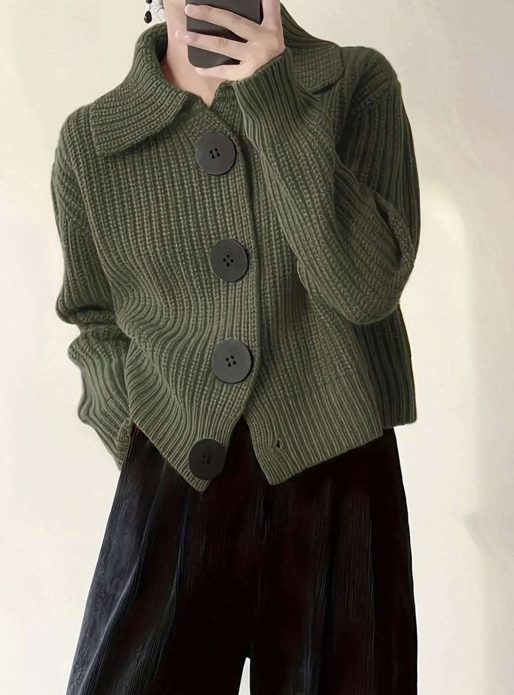 Women's Cozy Ribbed Knit Relaxed-Fit Pullover Sweater - Fern Green