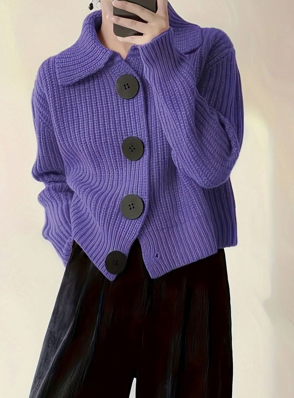Women's Cozy Ribbed Knit Relaxed-Fit Pullover Sweater - Purple