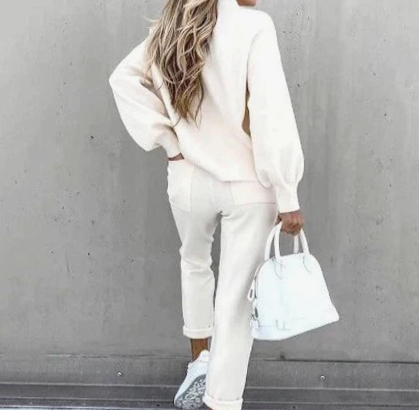 Women's Cozy Two-Piece Tracksuit Outfit Relaxed Drawstring Jogger Set