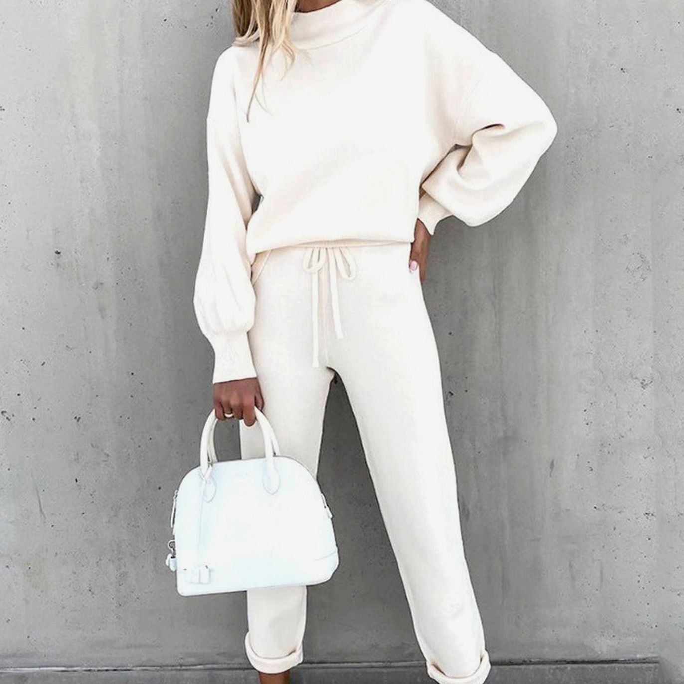 Women's Cozy Two-Piece Tracksuit Outfit Relaxed Drawstring Jogger Set