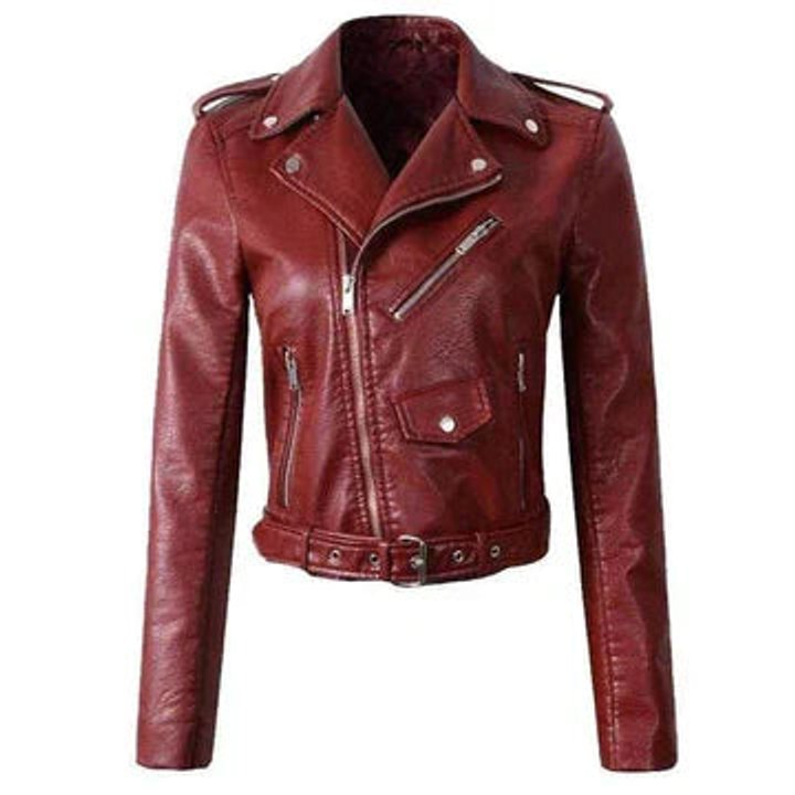 Women's Cropped Moto Zip-Up Faux Leather Jacket