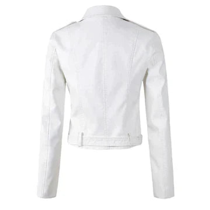 Women's Cropped Moto Zip-Up Faux Leather Jacket