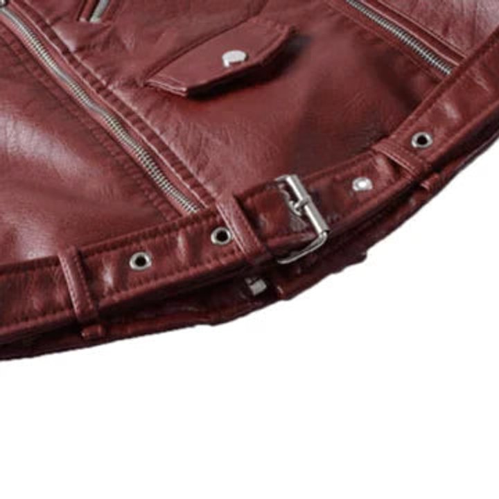 Women's Cropped Moto Zip-Up Faux Leather Jacket