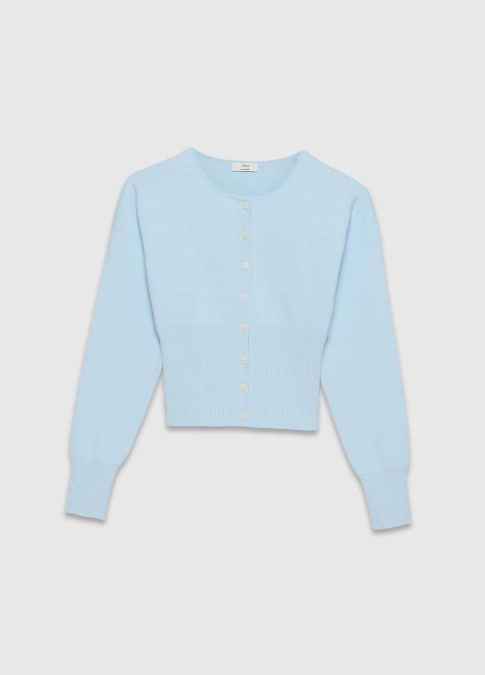 Women's Cropped Ribbed-Knit Button-Front Cardigan - Sky Blue