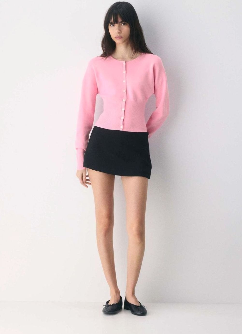 Women's Cropped Ribbed-Knit Button-Front Cardigan - Pink