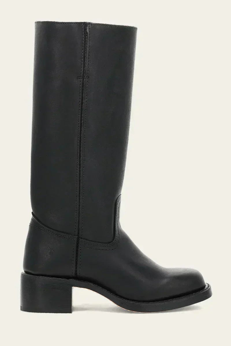 Women's Dark Brown Leather Knee-High Block-Heel Boots
