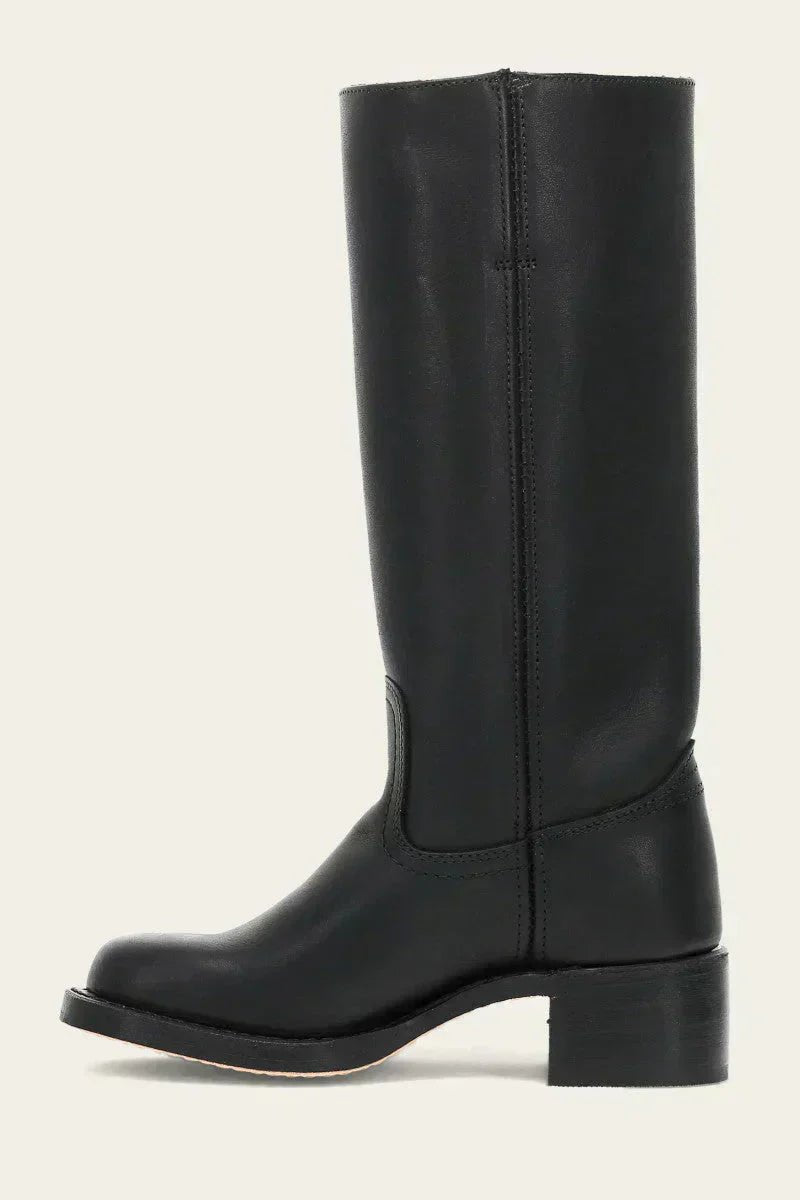 Women's Dark Brown Leather Knee-High Block-Heel Boots